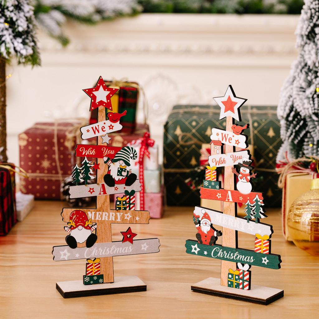 Christmas Wooden Charming Gnome And Snowman Decoration With Festive Lettering English