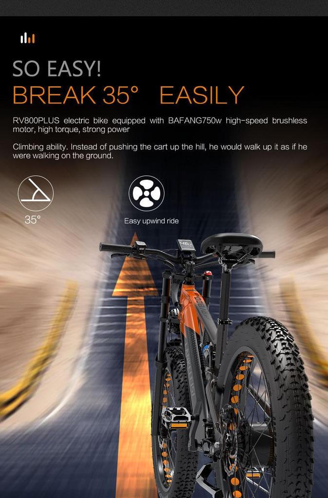 Bicicletta Elettrica Lankeleisi RV800 Plus 1000W per Adulti, E-MTB Full Suspension Fat Tire 48V 20Ah, 42KM/H Freni a Disco Idraulici Bicicletta Fuoristrada