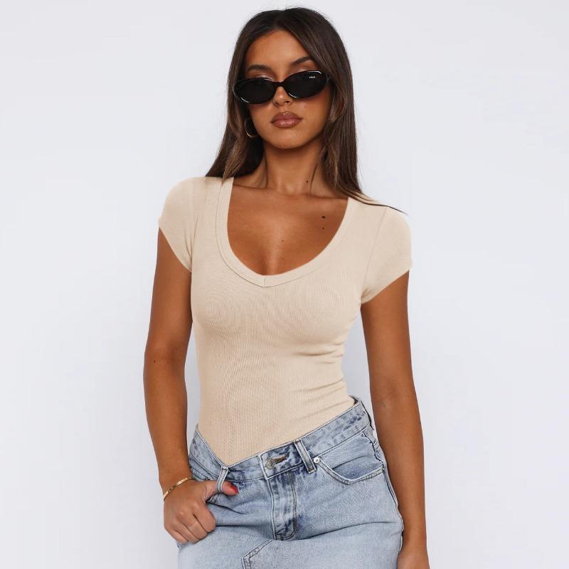 

Летняя женская футболка с резьбой, пуловер, однотонный модный топ с короткими рукавами для девочек Spice Girls XL абрикосовый