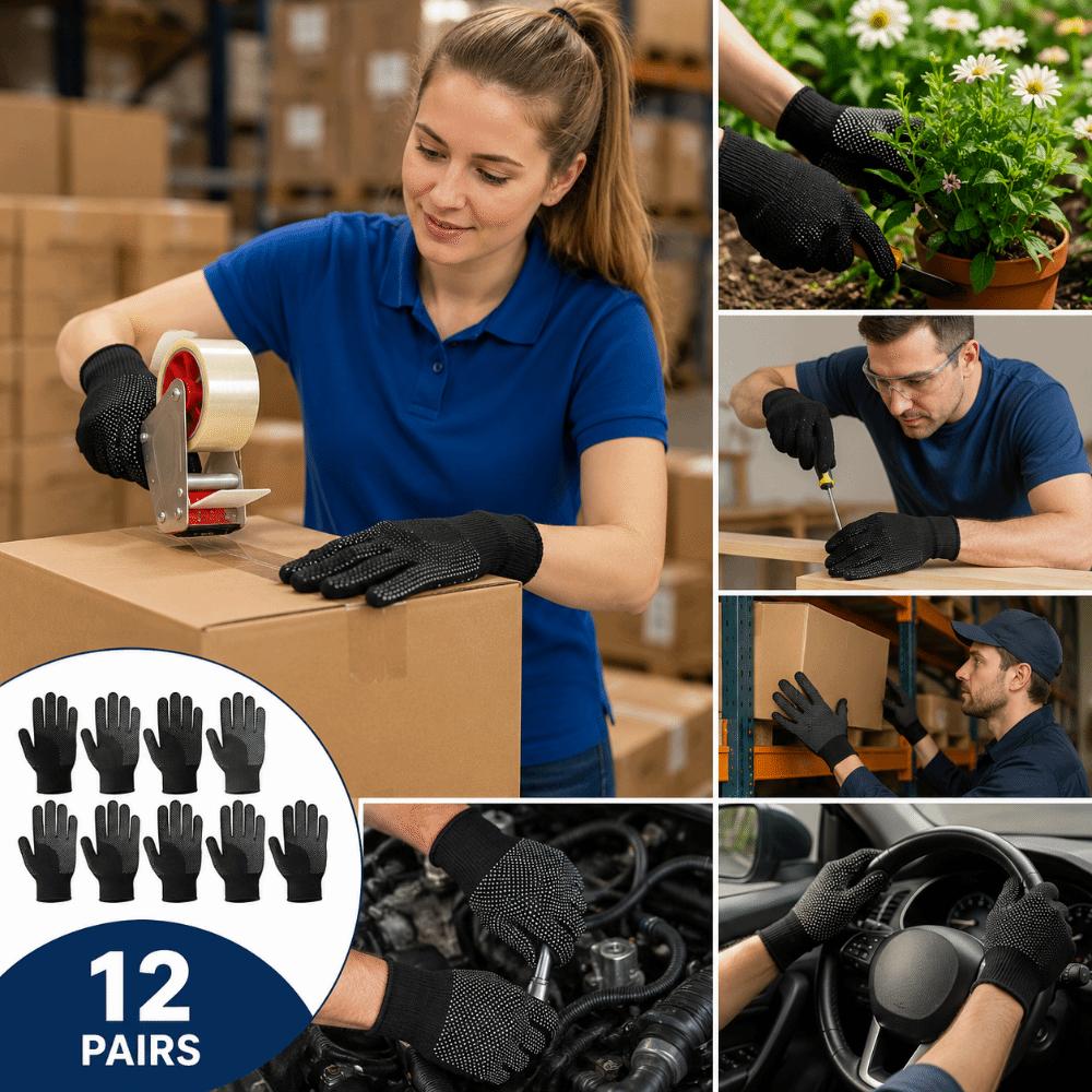 12pairs Anti Slip Safety Work Gloves Heat Resistant Outdoor Cycling Gloves  Household