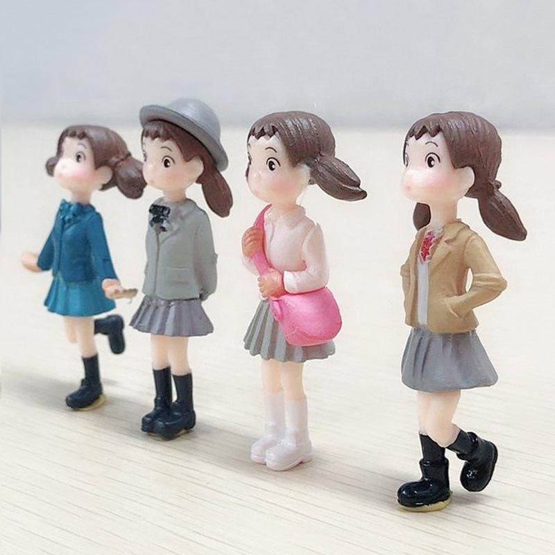 4Pcs Cartoon Girls Figurines Miniature Fairy Garden Ornaments Micro Landscape Crafts Ornament Home Desktop Decoration
