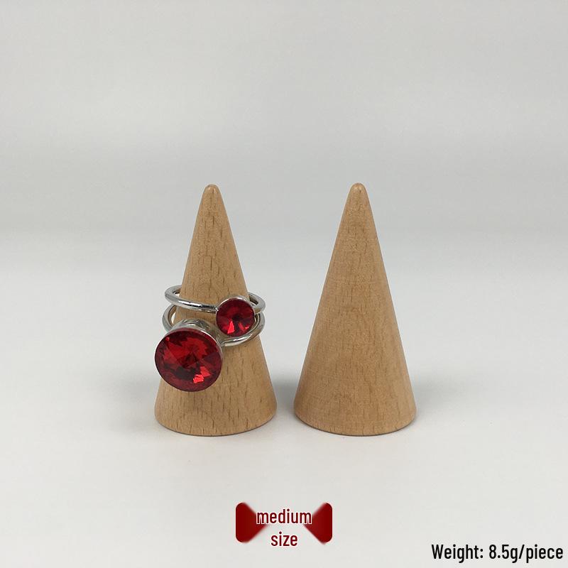 Beech Wood Ring Holder - Conical Display Stand for Jewelry Storage