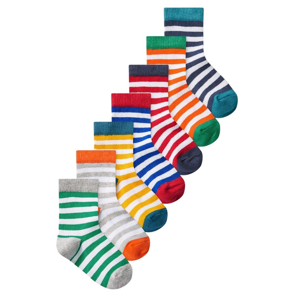 Ex Store Childrens/Kids Striped Cotton Socks (Pack of 7)