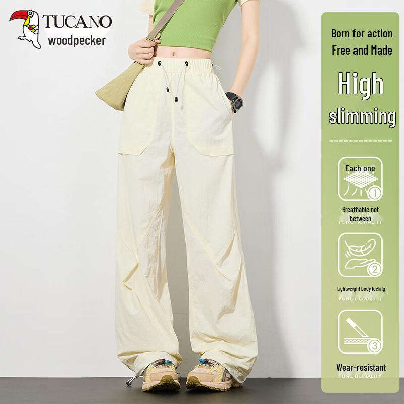 TUCANO Women s Cargo Wide-Leg Parachute Pants L