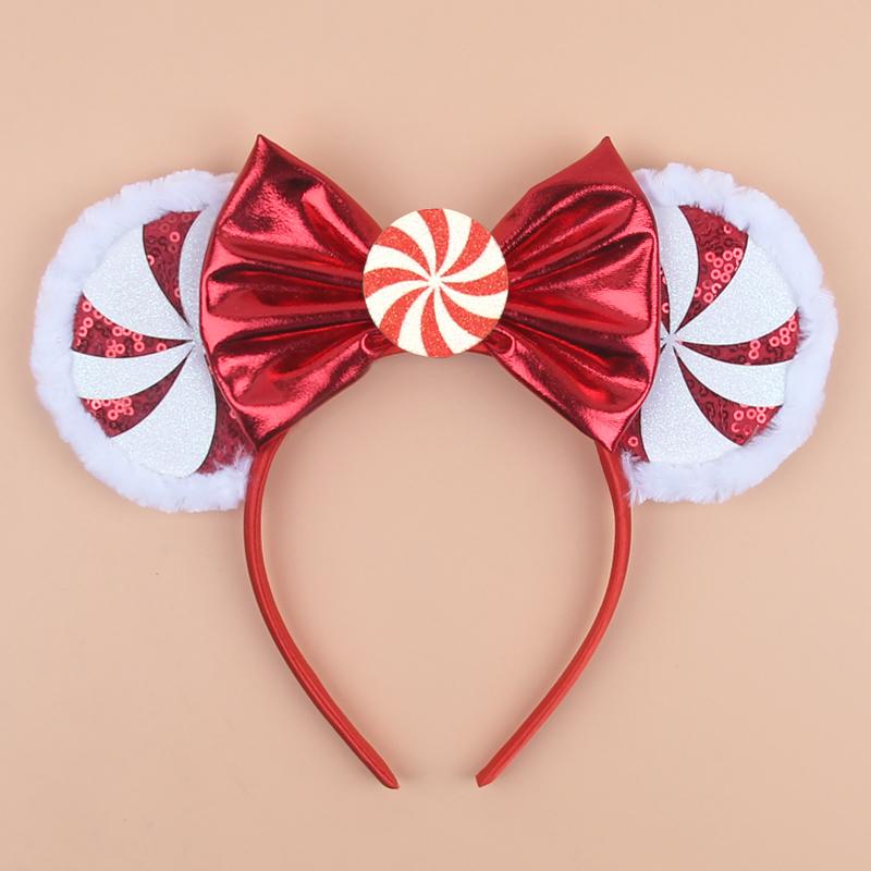Neues Weihnachts-Mausohren-Stirnband für Mädchen Einheitsgröße Pailletten Schleife Haarband Festival Party DIY Haarschmuck Boutique