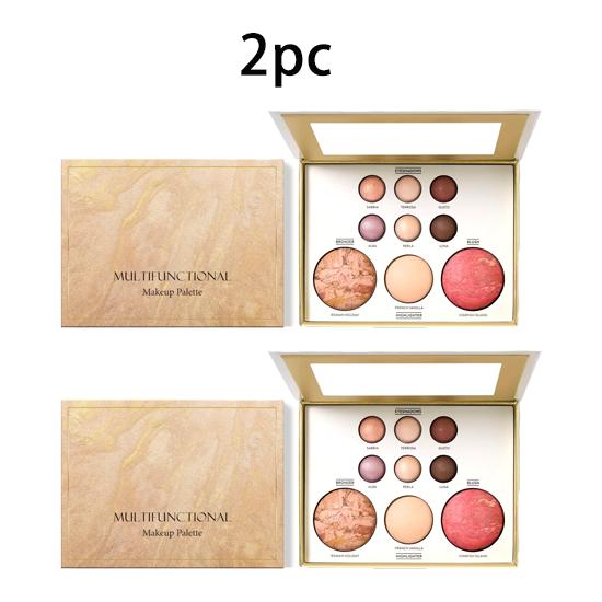 Gilt all-in-one makeup tray with eyeshadow, blush, repairing, high-gloss silkworm, brightening, multi-function makeup tray 1pc