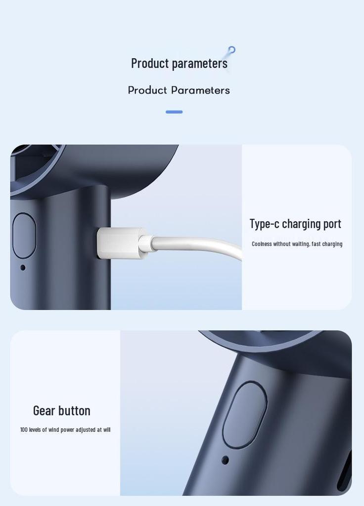 Ultra-Quiet Handheld Mini Fan with Long Battery Life & USB Charging