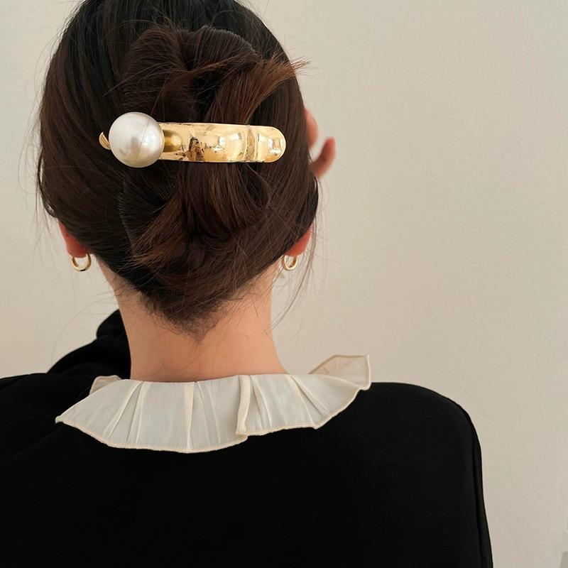 Fashion Metal Pearl Hair Clip Temperament Duckbill Grip Clip  Hairpin Hair Styling Tools Women Girls Hair Accessories Barrette
