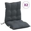 VidaXL Set of 2 Low Back Chair Cushions, Waterproof Seat Pad, Non-slip Outdoor Cushion Garden 377671