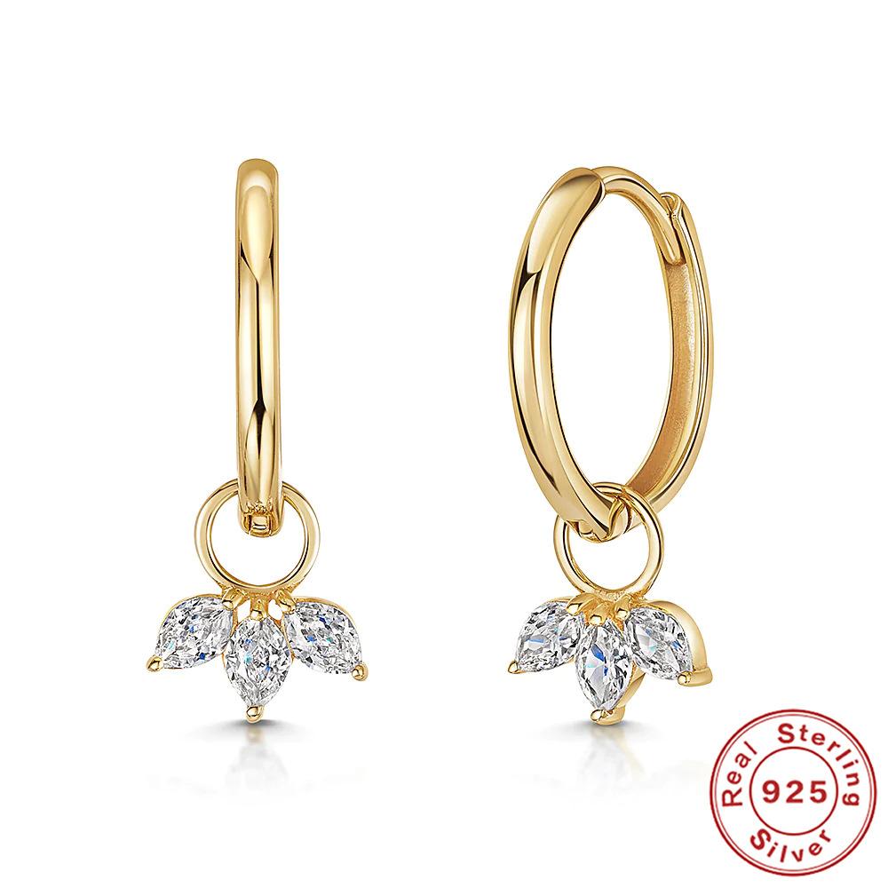 Stylish And Simple Ins Style S925 Sterling Silver Horse Eye Diamond Set Light Luxury High-End Earrings Earrings Earrings