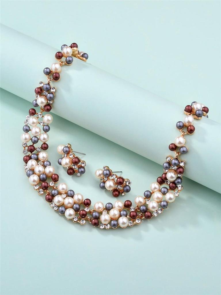 Latest Stylish Design Fancy Pearl Necklace Jewellery Set for Women