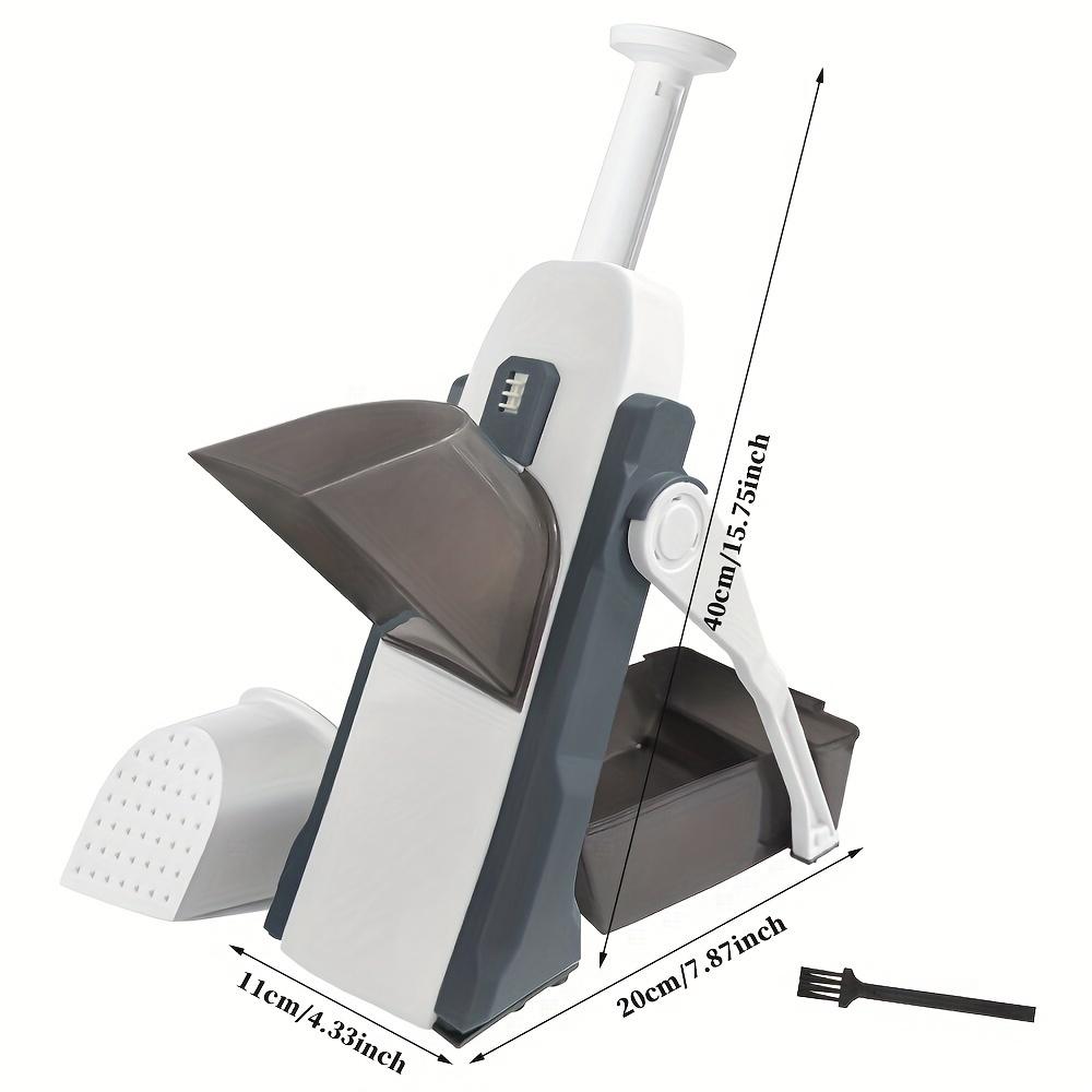 Mandolinskjærer, Sikker fingerdesign, Potet- og grønnsakshakker, Pommes frites-kutter, Justerbar tykkelse, Profesjonelt kjøkkenredskap, Grønn plast