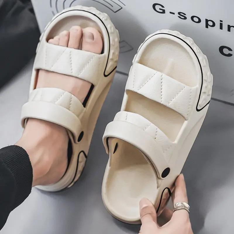 Fashion Men's Shoe Outdoor Platform Walk Around Home House Indoor Male Slipper Summer Sale Trend 2025 Pvc Comfortable Low Price Slides