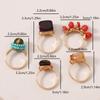 Cross-border e-commerce French retro stone temperament light luxury versatile trend Amazon hand-woven jewelry ring