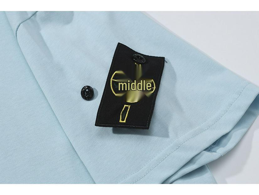 Bavlněné tričko s klasickým kulatým výstřihem v jednobarevném provedení Stone Island s nášivkou