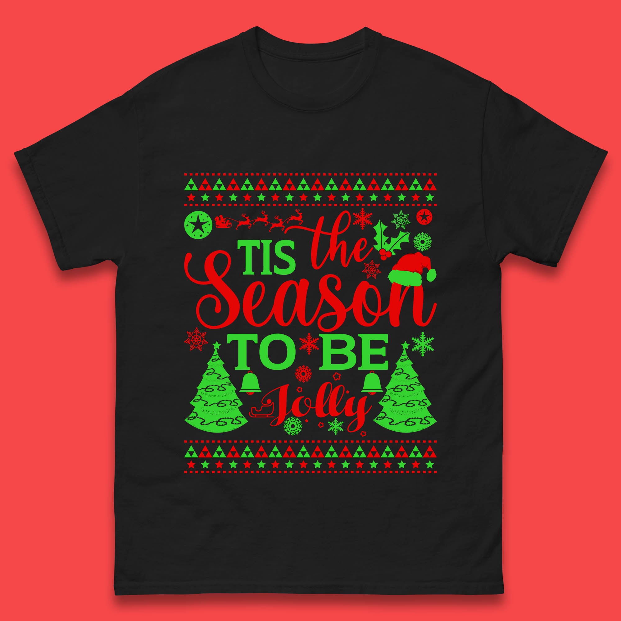 Tis The Season To Be Jolly Christmas Tree Mens T Shirt Womens Tops Tees L
