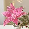 New Large Artificial Poinsettia Flower Sequins Sparkling Simulation Flowers Glitter Sequins Flower New Year Festival