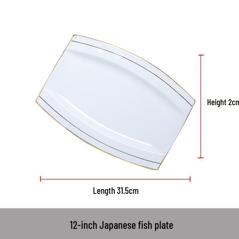 Japanese Style Gold Inlaid Bone China Fish Plate