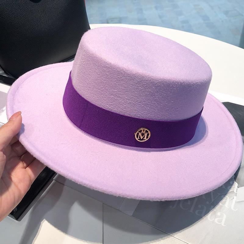 Internet celebrity basin hat children British retro M standard elegant flat top hat spring and autumn big eaves black bucket hat female tide