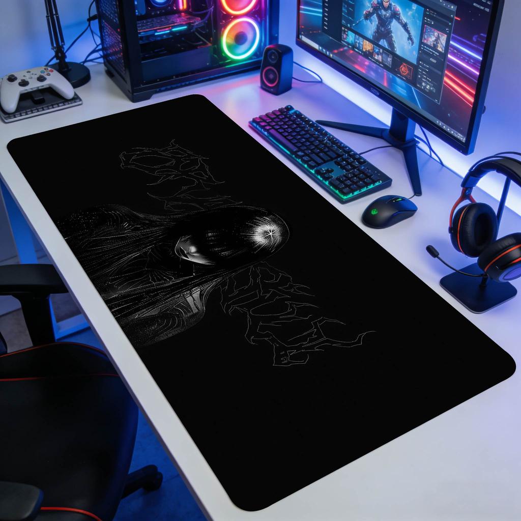 Gothic Anime Girl Mouse Pad XXL Gaming Mousepad with AntiSlip Base Extended Gaming Keyboard Mat with Dark Art Design