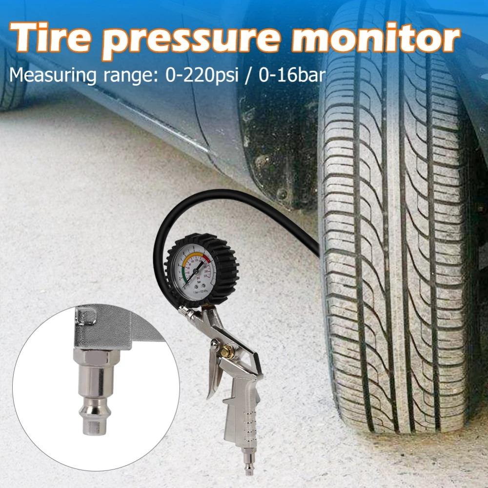 0-220PSI Car Motorcycle Multifunctional Tire Air Pressure Monitoring Gauge Tester Air Compressor Dial Meter Inflator Pump Tools