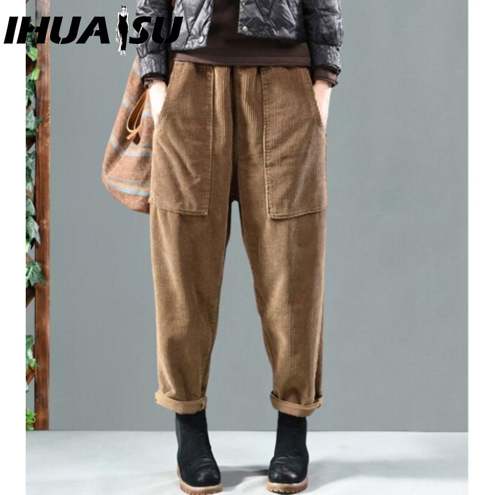 

IHUASU 3-цветные вельветовые брюки-бананы с эластичным поясом на весну-осень XXXXXL коричневый