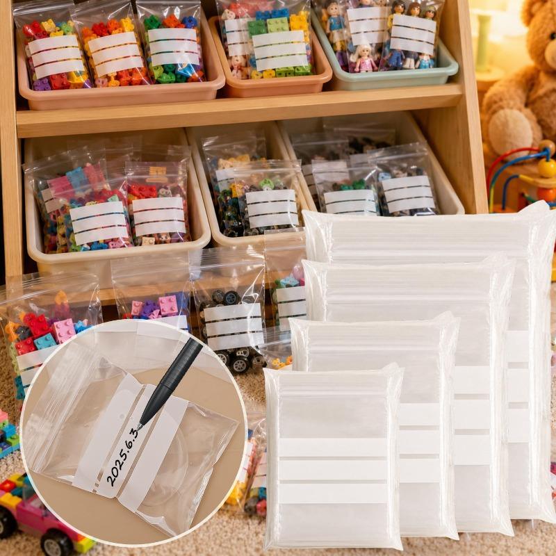 Transparent Writeable Self Sealing Bags Resealable Storage Bags for Snack Pill Jewelry Small Item Classification Packaging Bags