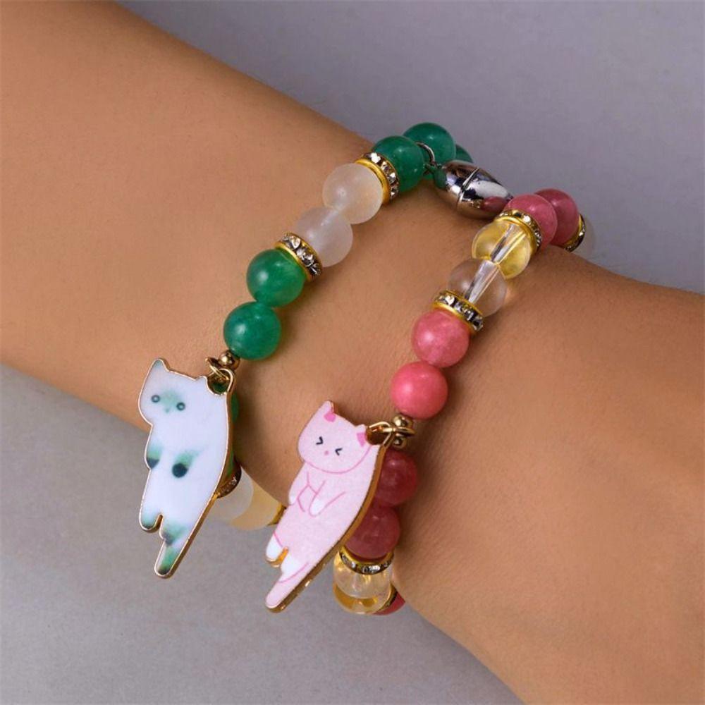 1Pair Bangle Heart Magnetic Bracelet Couple Cartoon Cat Hand Chain  Hipster