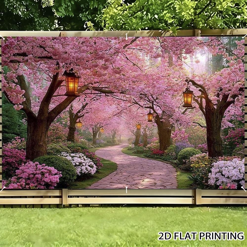 1Pcs Spring Pink Cherry Blossom Decoration Background Winter Backdrop Decorations For Photo Studio Photo Booth Christams Party