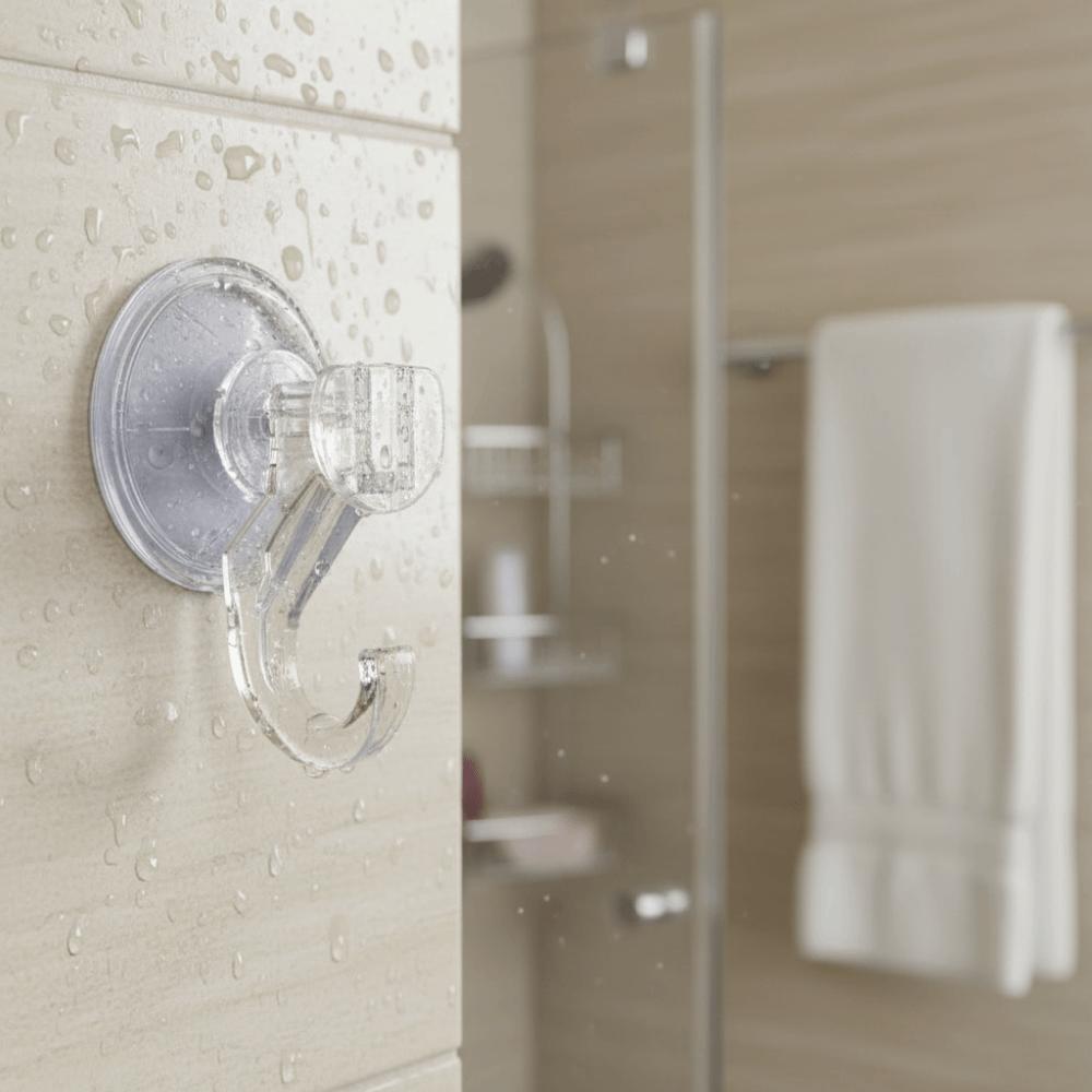 2PCS Transparent Shower Suction Hooks Removable Towel Hook Durable Kitchen Hook  Glass Surface