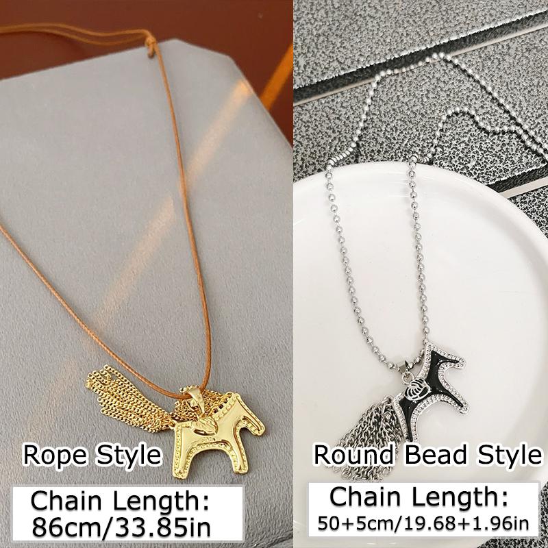 1PC Sturdy Simple Pony Tassel Necklace Gift Alloy Trendy Daily Personalized Durable Creating Electroplated Unique