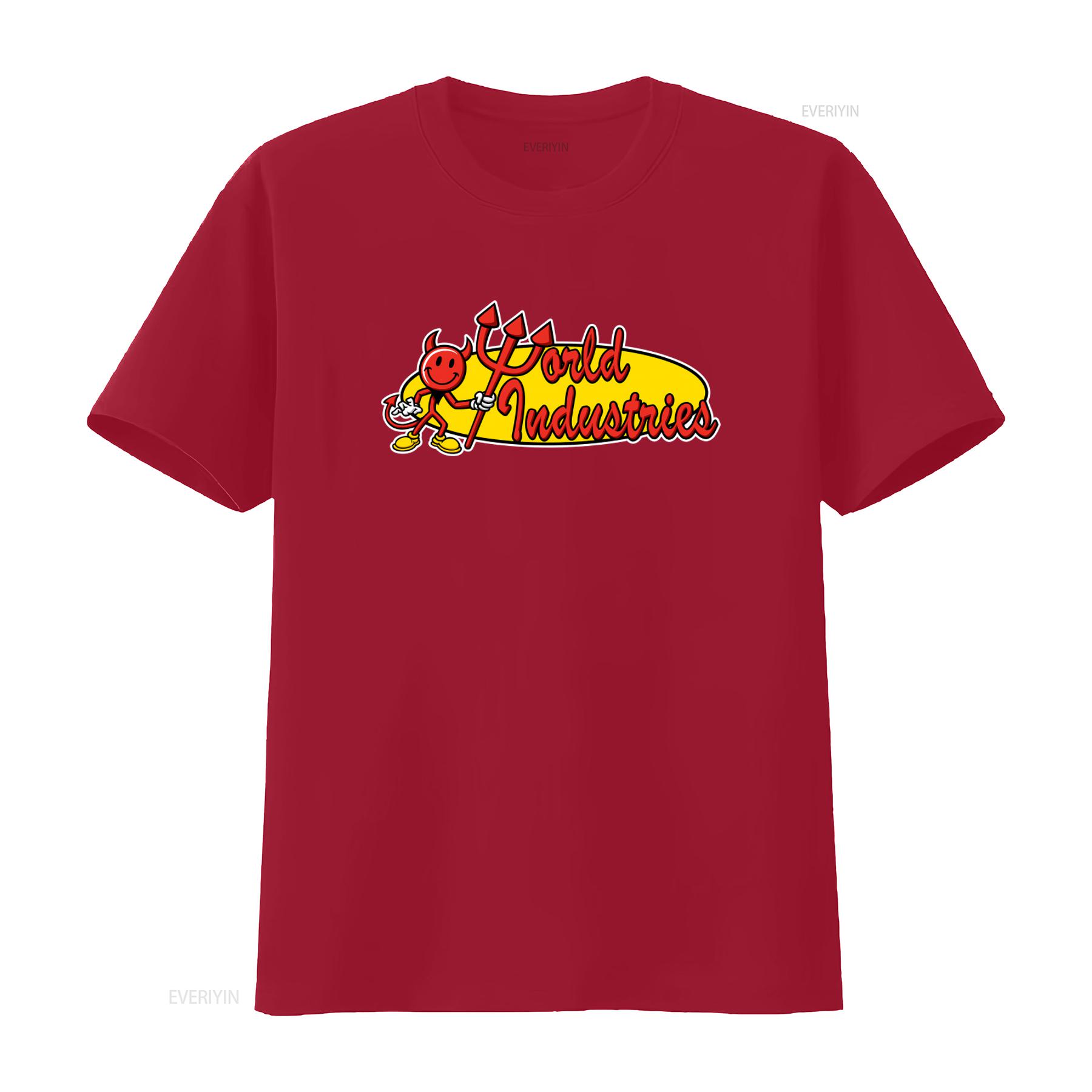 

World Industries Devil Man T Shirt for Men Cool Red Design with Trident Perfect Skateboarders and Fans of Unique Streetwear S