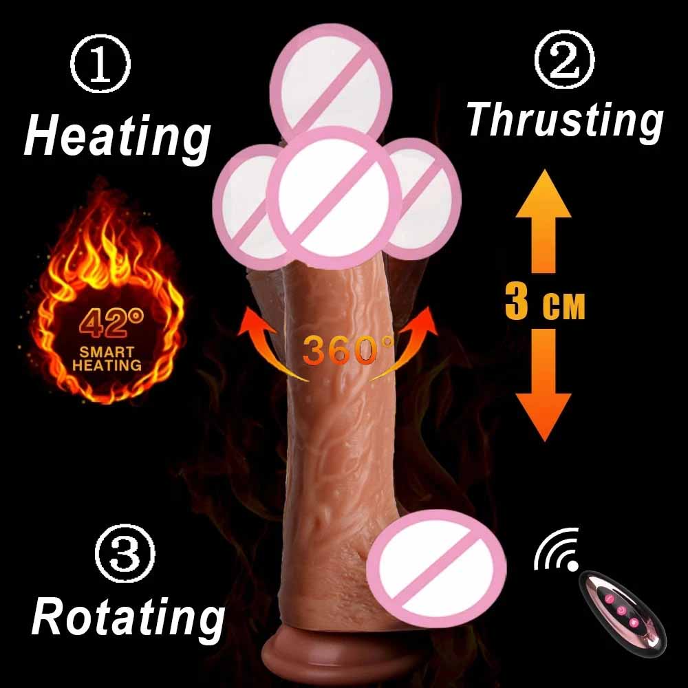 Realistic Big Dildo Vibrator Penis Telescopic Swing Heating Silicone Dildos Female Remote Control Vibrators Sex Toys For Women