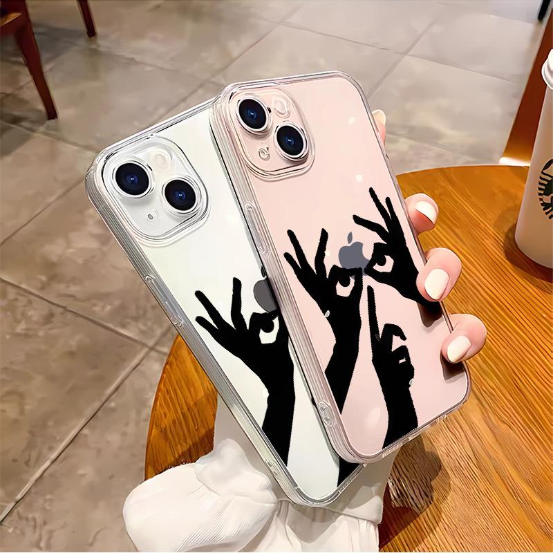 Funny gesture eye application Apple 16e mobile phone case iphone14 foreign trade hot-selling 17pro transparent soft case 12