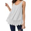 Women Vest Sleeveless Round Neck Lace Hem Solid Color Plus Size