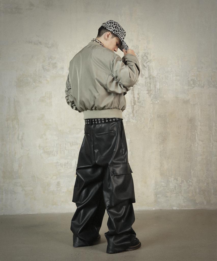 Rockpsycho Not Normal Crop Bomber Jacket Olive Green