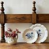Francuski Vintage Niebieski Kwiatowy Ceramiczny Talerz Owalne Naczynie Wysokiej Wartości Deserowy Serwing Zastawa Stołowa