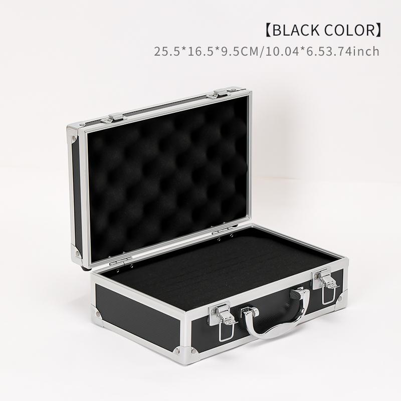 

1 шт. Мини-ящик для инструментов Алюминиевый кейс для хранения Металлический каркас Упаковочный ящик для инструментов Подарочная коробка Under 15 Inches чёрный