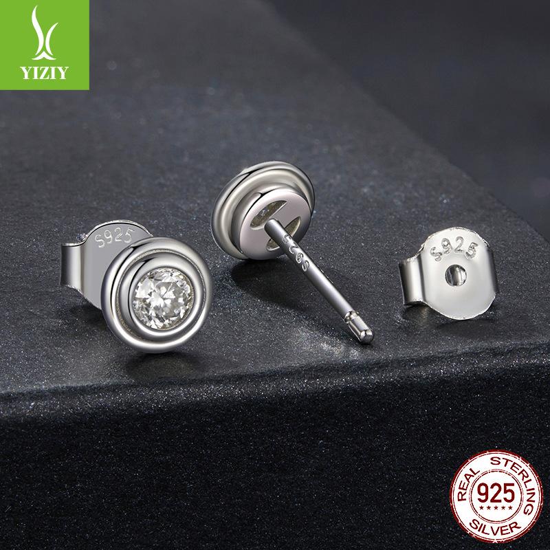 Bubble D Color Moissanite Stud Earrings S925 Sterling Silver Daily Simple And Versatile Round Ear Hole Earrings Women