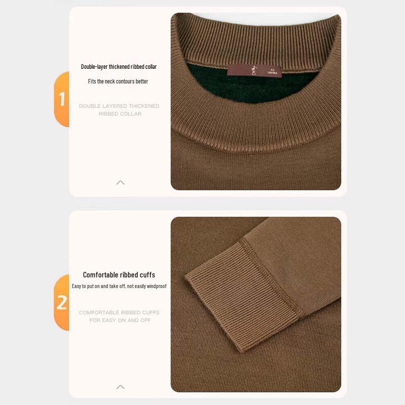 TRIES Men's Soft Fleece-Lined Knit Pullover