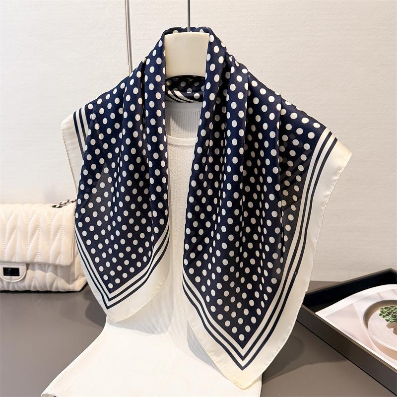 Classic Polka Dot Simulation Silk Printing Square Scarf Shawl Scarf High-end Neck Small Square Scarf Headscarf Silk Scarf Women