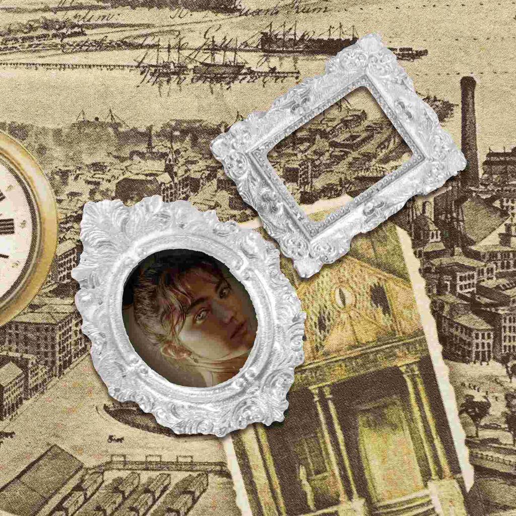 Öl Rahmen Zubehör Bild DIY Handwerk Silber Harz Mini Foto Requisiten Vintage Decor