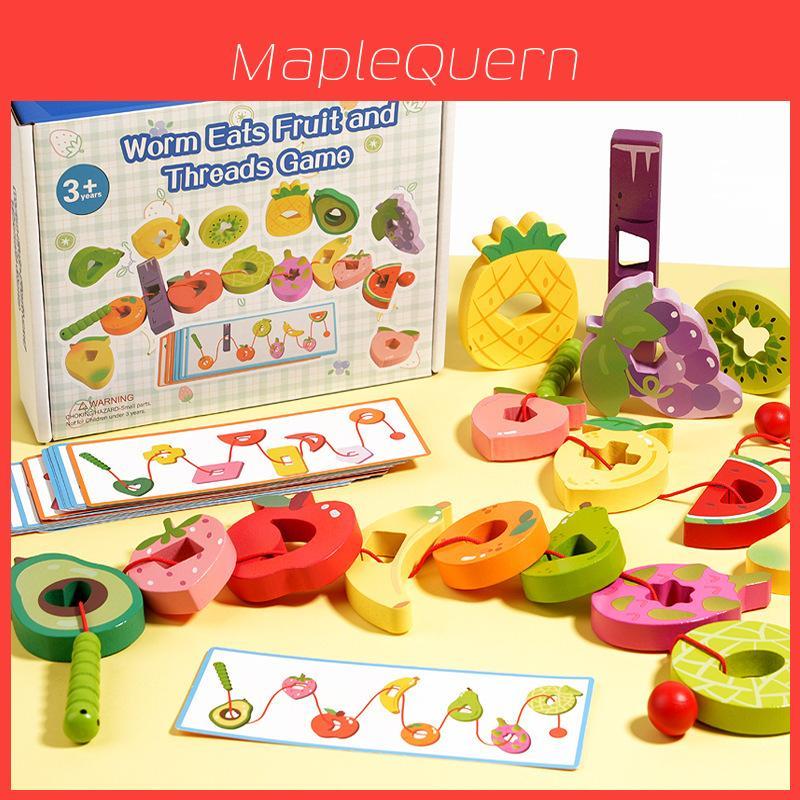 Gioco di infilare la frutta in legno per bambini Giocattoli educativi Gioco interattivo di logica