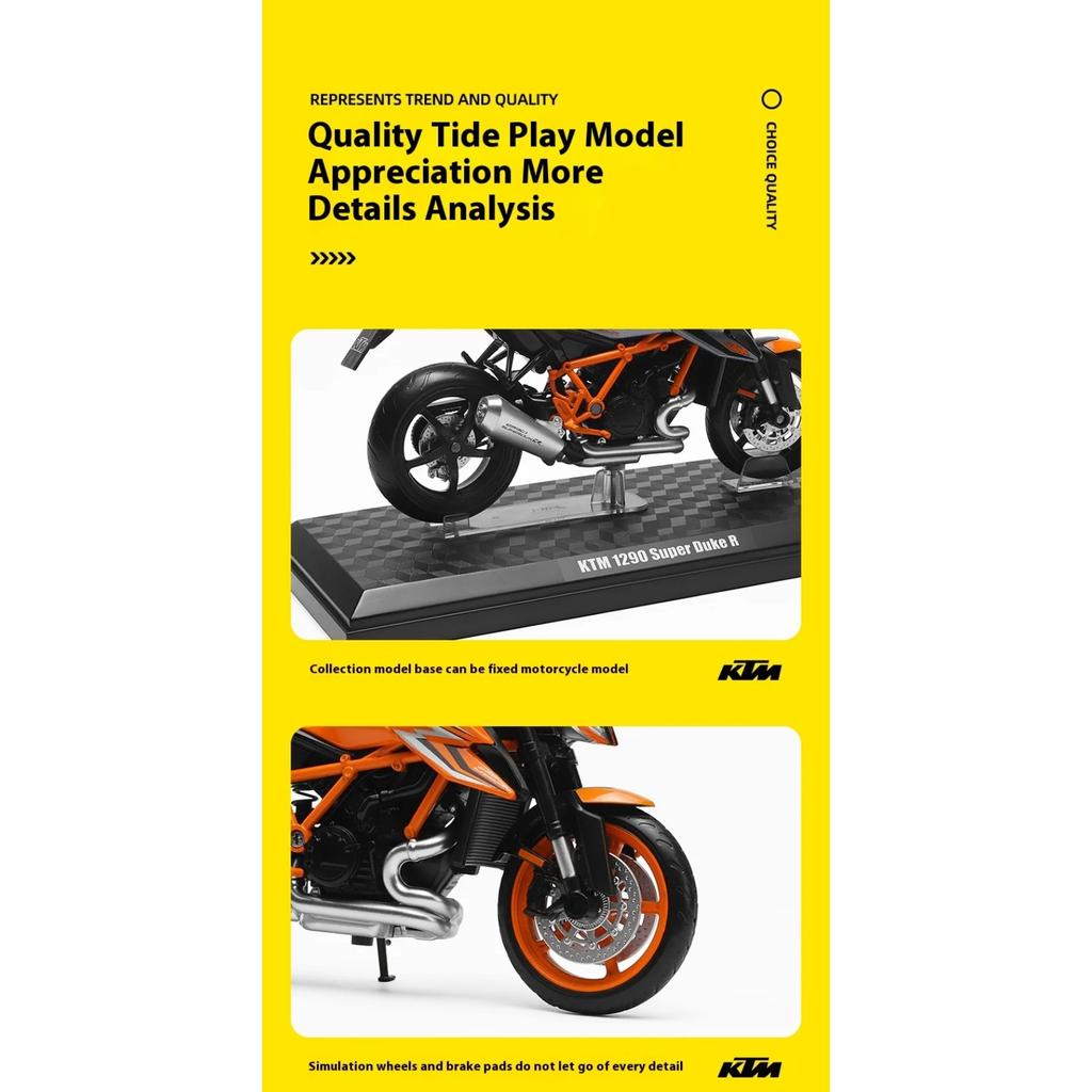 KTM 1290 Super Duke R, Maßstab 1:12, Sportmotorrad-Miniaturmodell aus Metallguss, dekoratives und trendiges Accessoire, Geschenk für Freunde