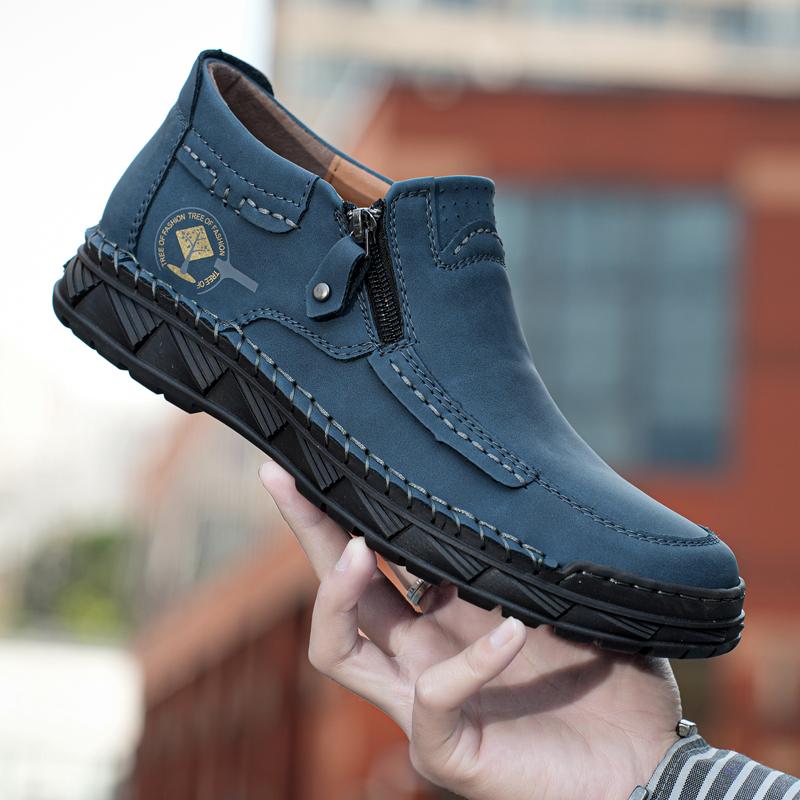 Handmade Split Leather Boots Men Shoes Comfortable Ankle Boots For Men Casual Shoes Large Size Tooling Shoes