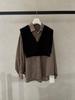 Women's Knitted Vest with Plaid Long-Sleeve Shirt - No Returns/Exchanges