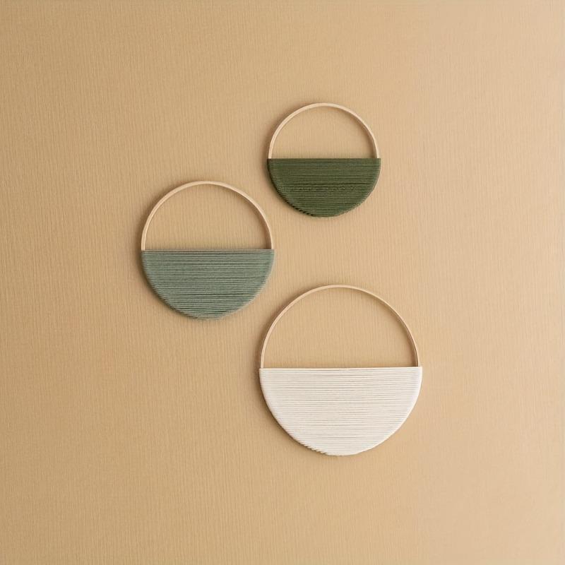 3er Set Böhmische Runde Wandregale Makramee Wandbehang Wandteppich Set Handgewebt Geometrisch Dekorativ für Schlafzimmer Wohnzimmer Dekoration
