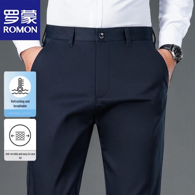 ROMON Men s Summer Casual Straight-Leg Trousers 42
