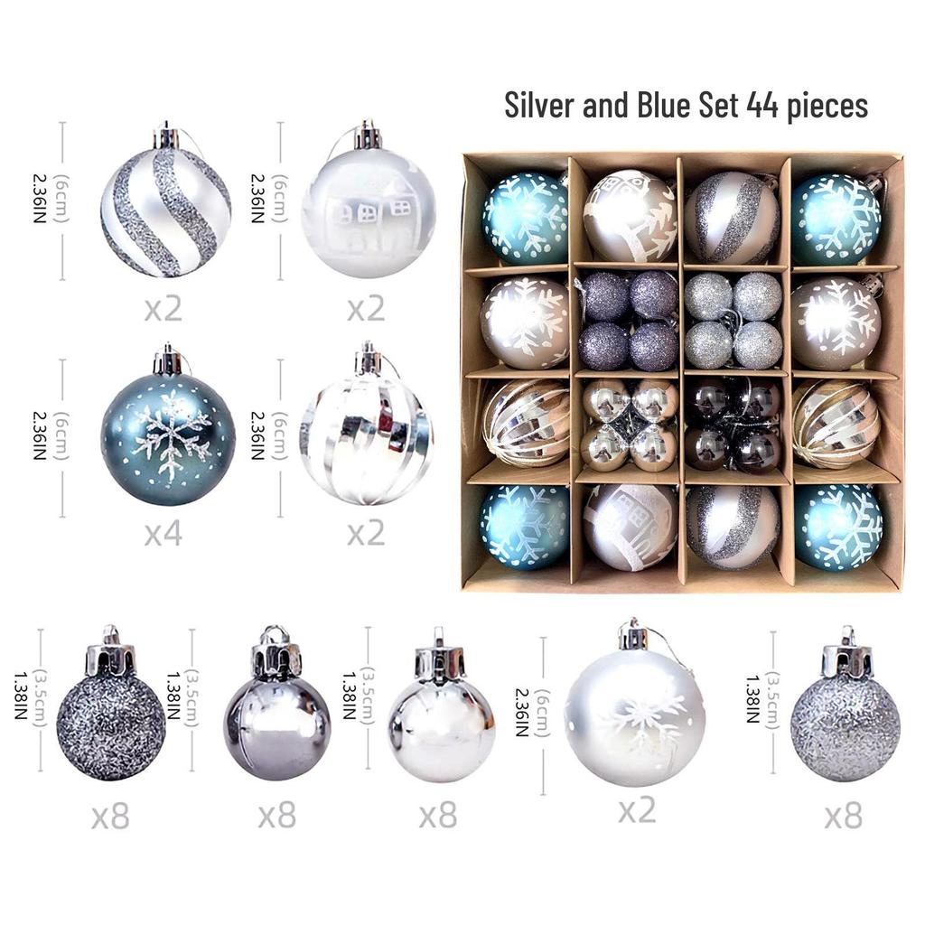 6cm Electroplated Shiny Irregular Christmas Tree Ball Set
