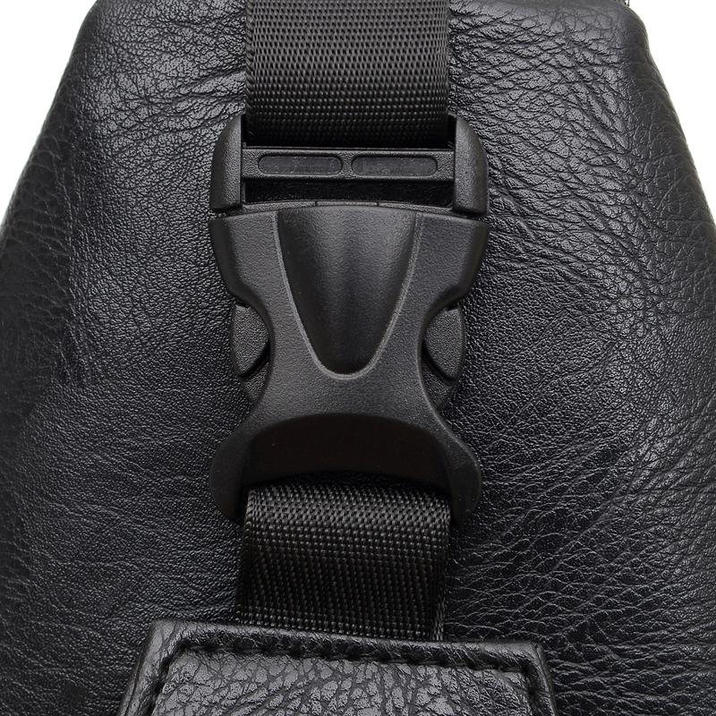 Simple and Fashionable Casual Solid Color PU Multifunctional USB Charging Zipper Man's Chest Bag Crossbody Bag for Commuting